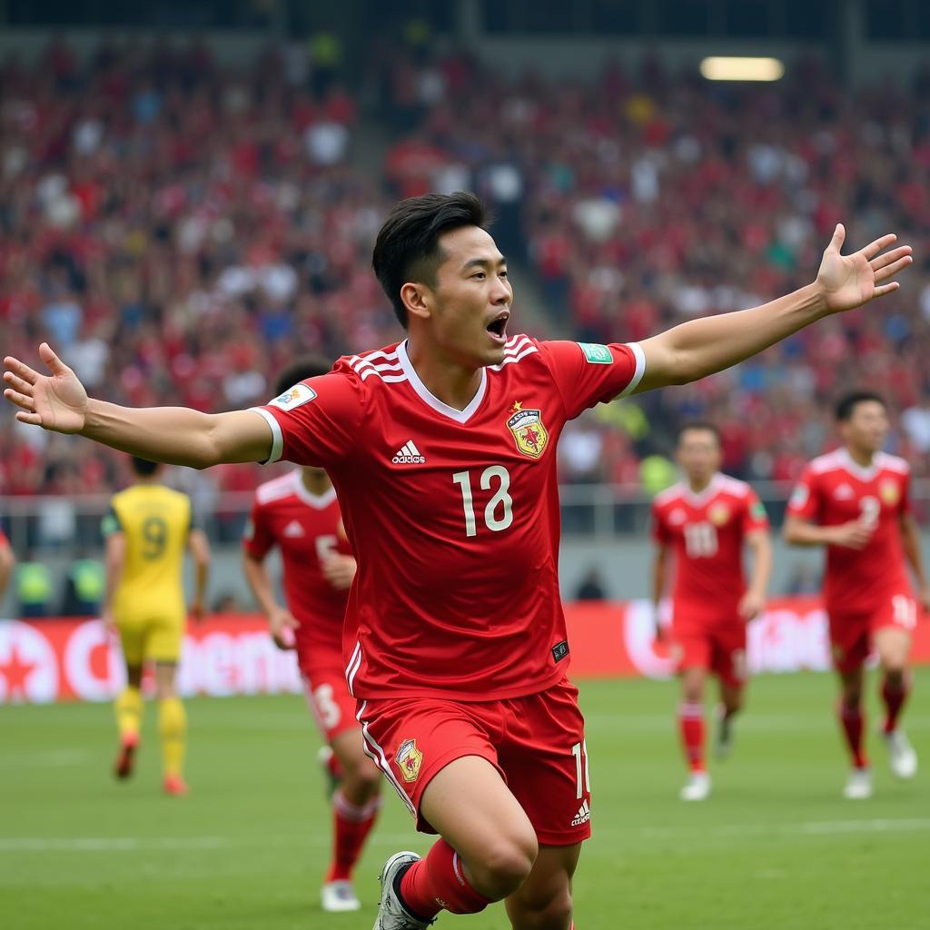 Han Kwang-Song playing for North Korea national team