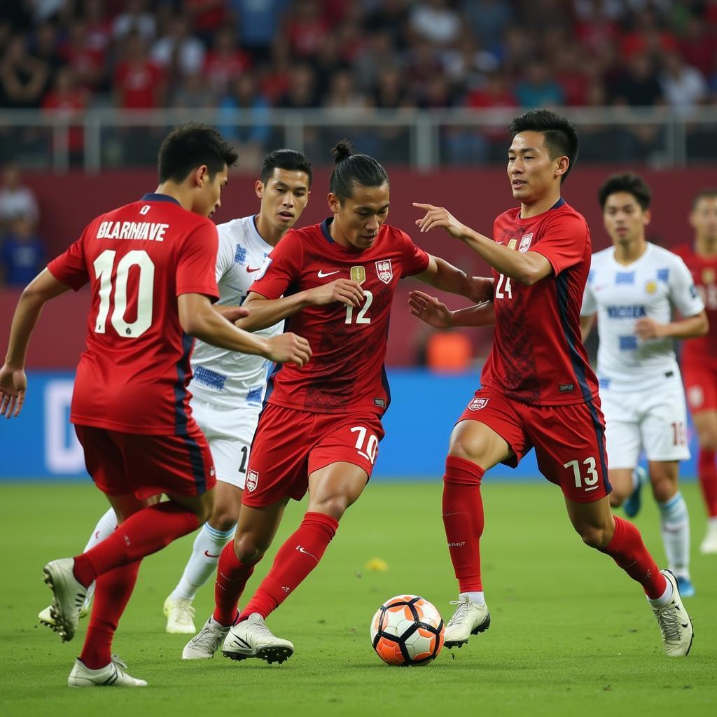 Hanoi FC midfielders controlling the game