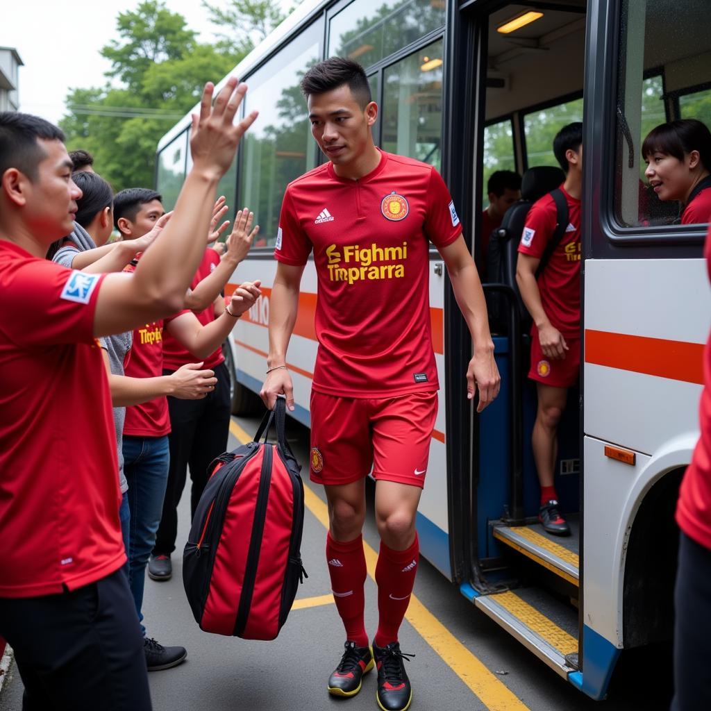 Hanoi football player returning to his club after a period away