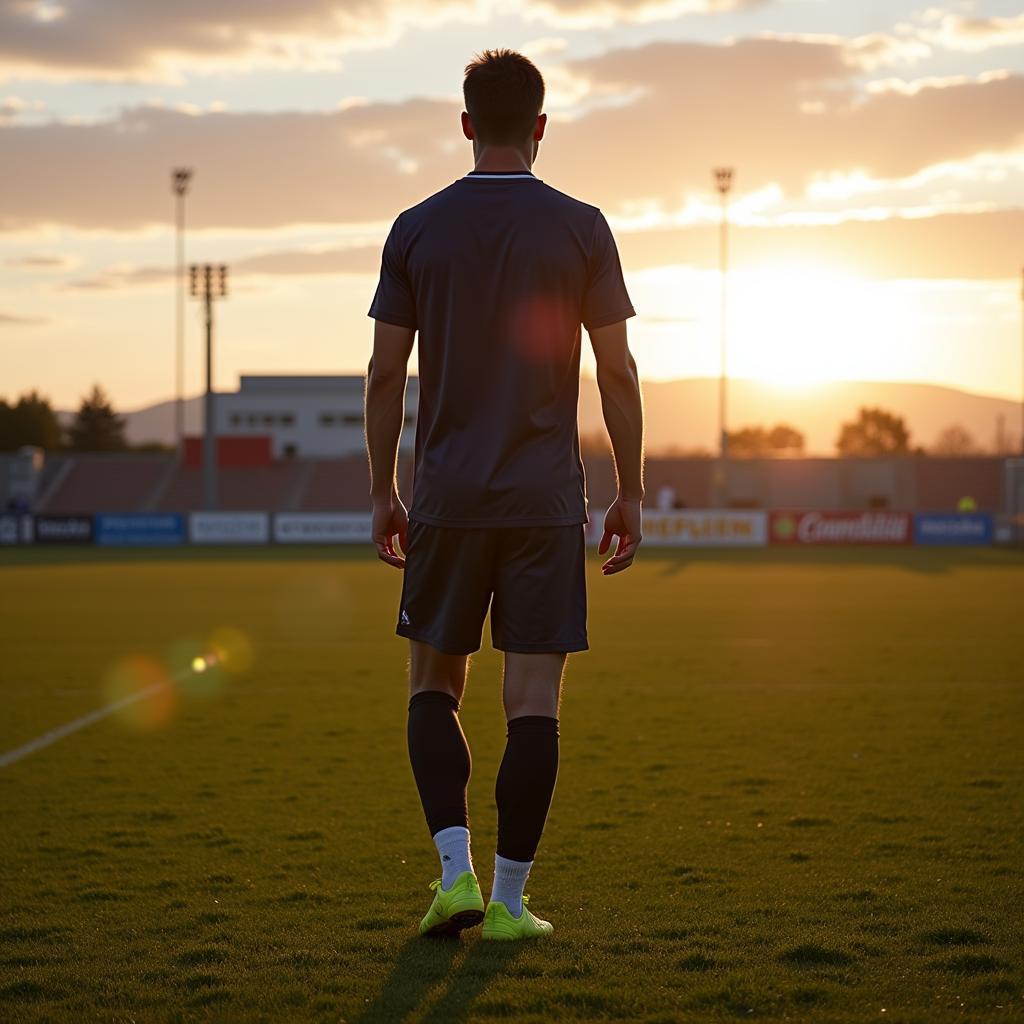 Icelandic footballer-doctor training on the field after a long shift at the hospital.