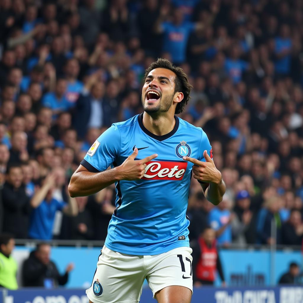 Insigne celebrates a goal with Napoli fans