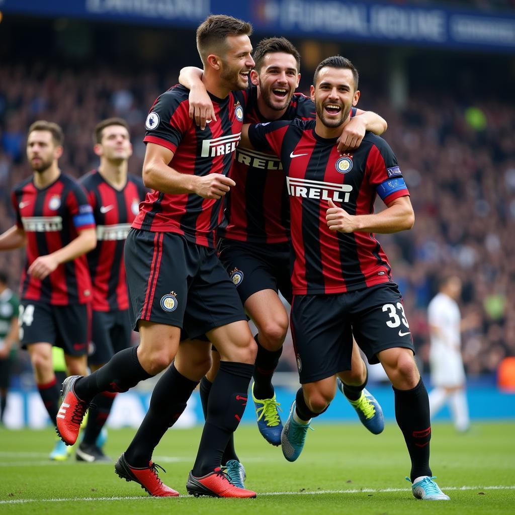 Inter Milan Forwards Celebrating a Goal