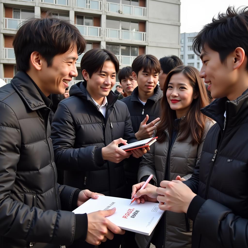 Ji Sung interacting with fans in South Korea