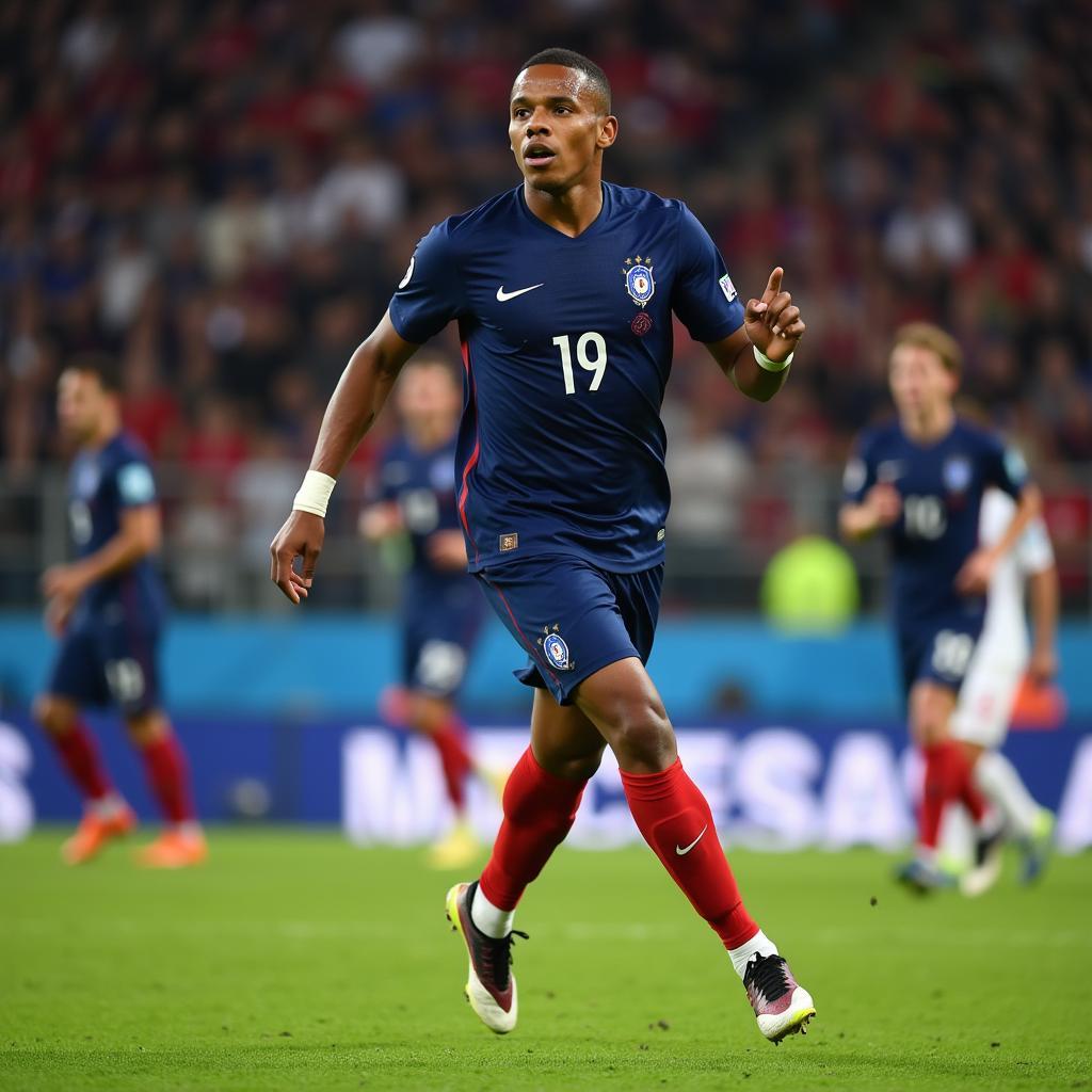 Kylian Mbappe Celebrating a Goal for France