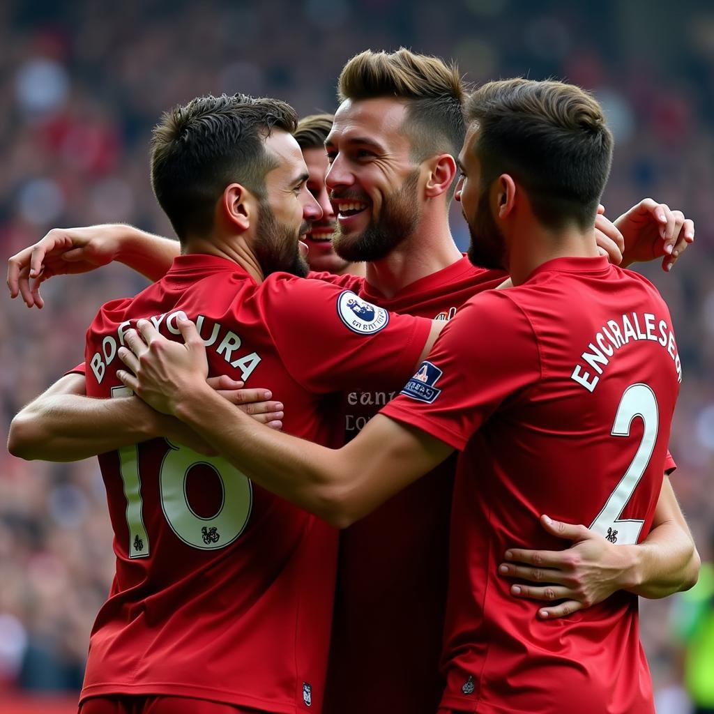 Liverpool Players Celebrating a Goal