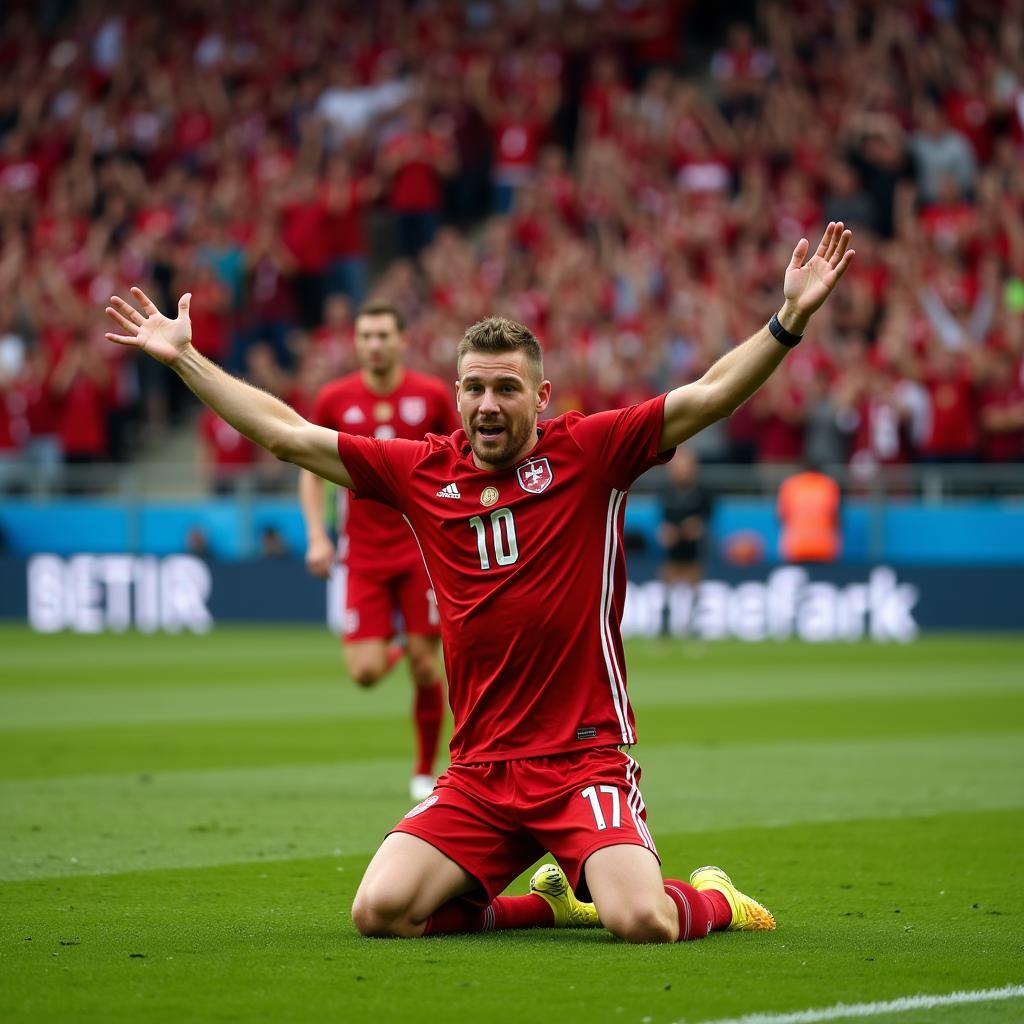 Lord Bendtner Celebrates a Goal