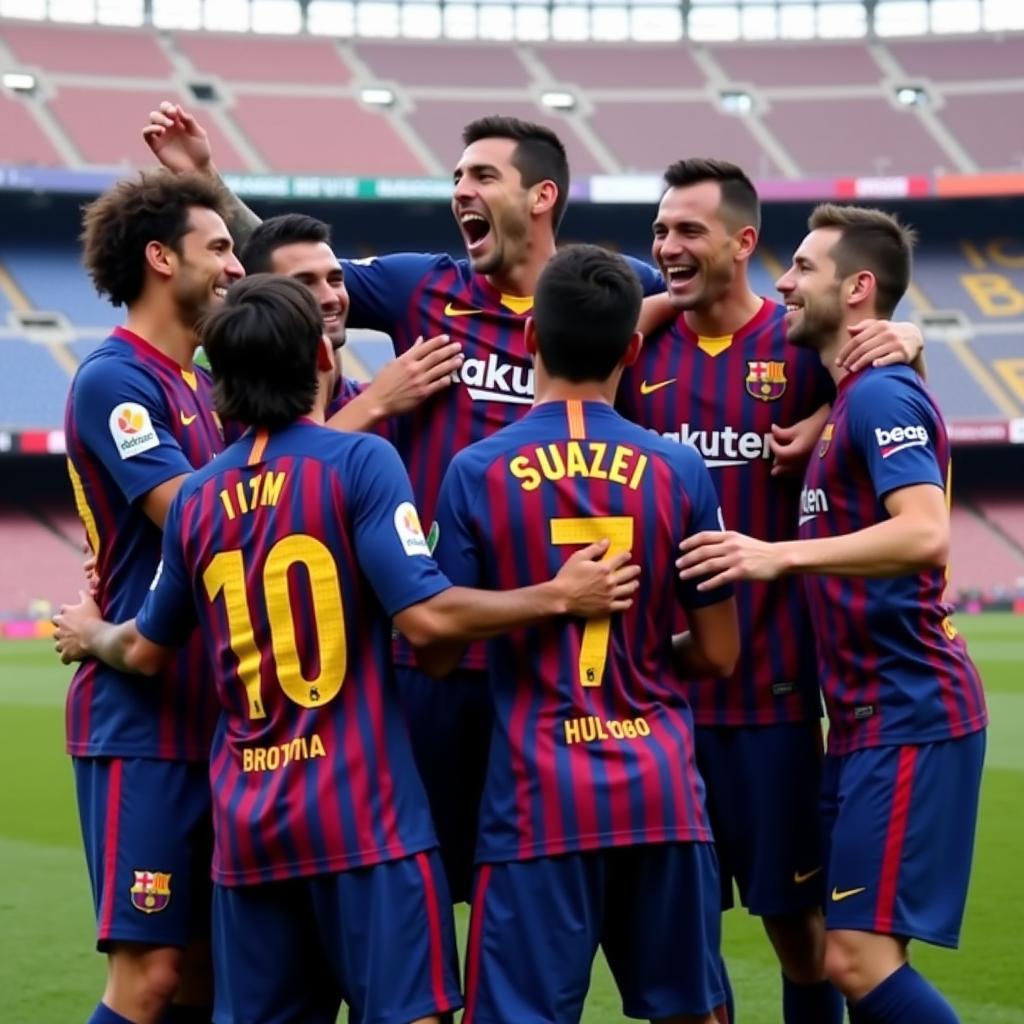 Luis Suarez celebrating a goal for Barcelona