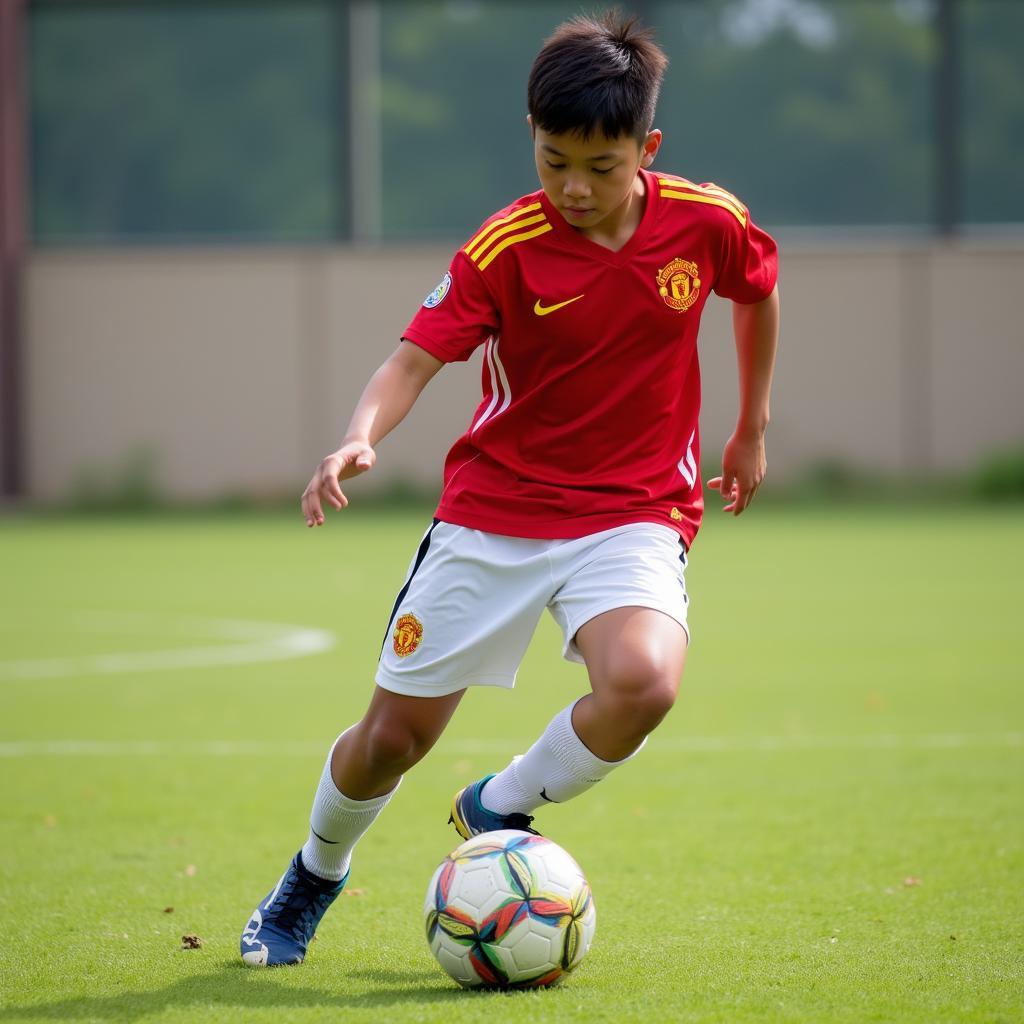 Luong Xuan Truong in his youth team uniform.