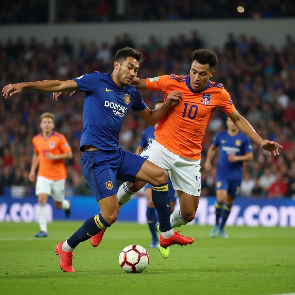 Malaysian Defender Clearing the Ball