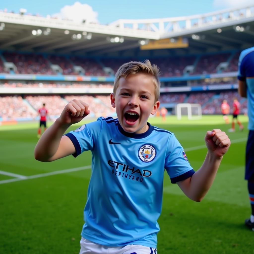 Man City Haaland Youth Jersey in Action