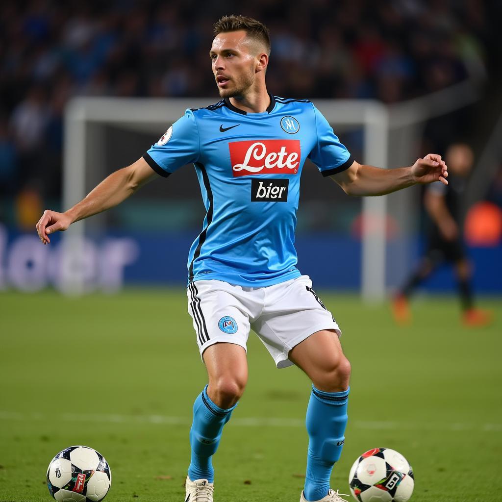 Marek Hamsik in his Napoli kit, controlling the midfield.