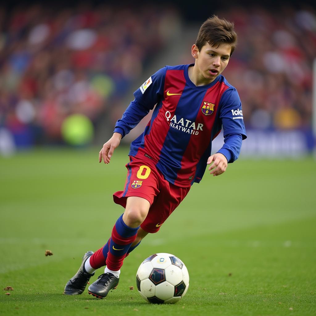 Lionel Messi Playing Football as a Child