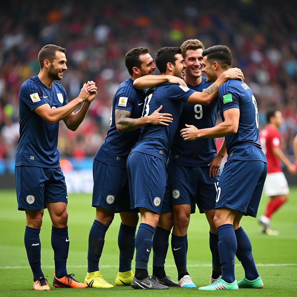 Miroslav Klose celebrating with his teammates