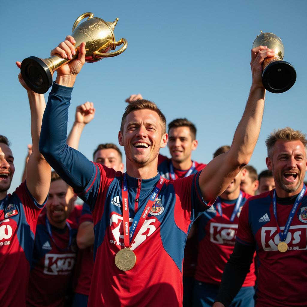 Mr Haaland Holding a Trophy