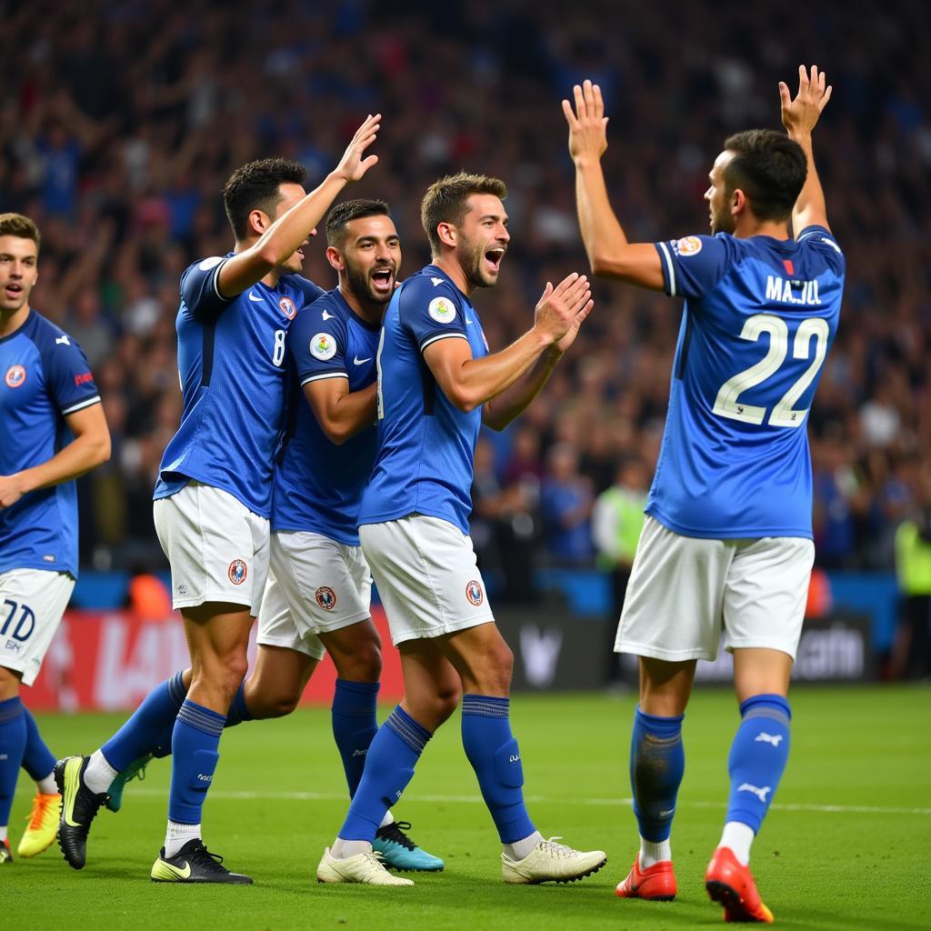 Players Celebrating a Goal in the Nations League