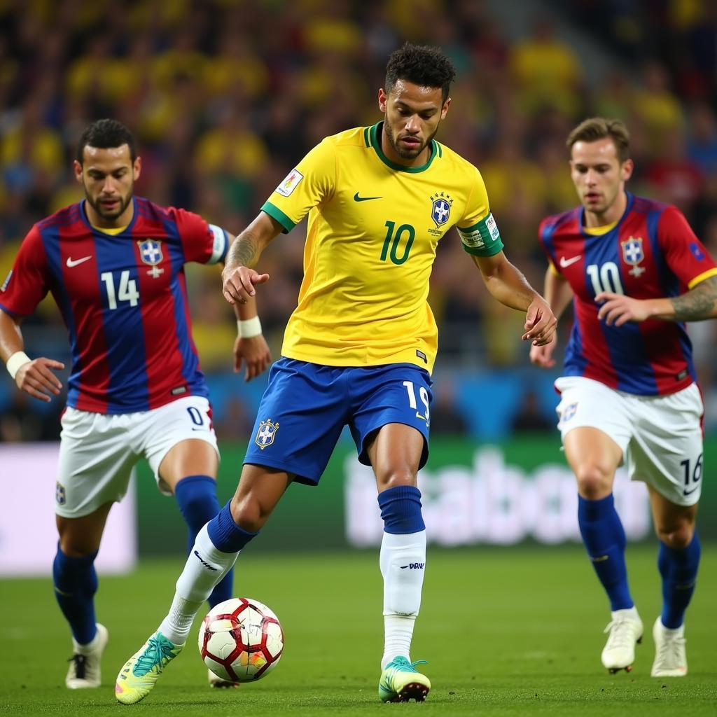 Neymar Dribbling Past Opponents in the 2018 FIFA World Cup