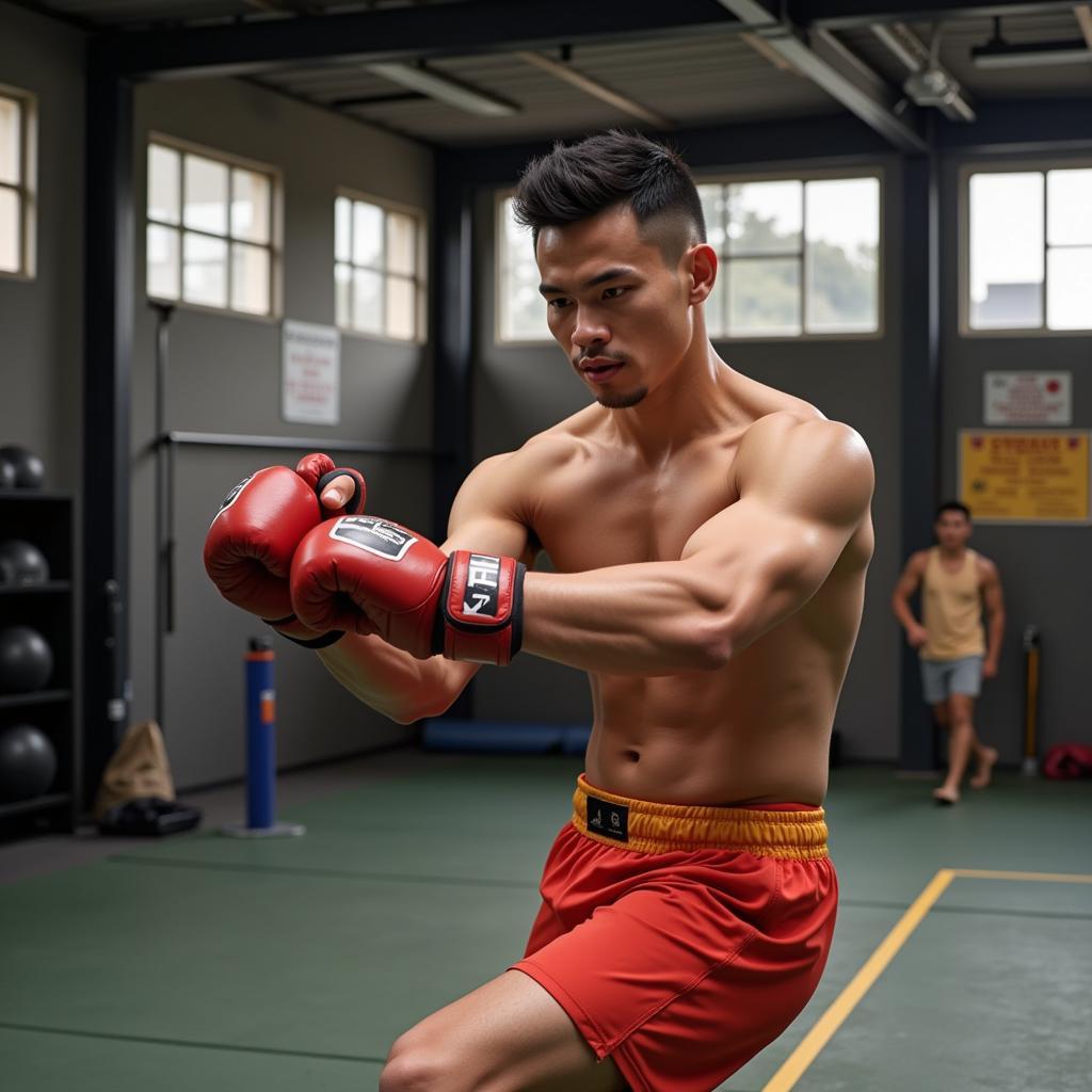 Nguyen Van Nam Cau Thu training with his team