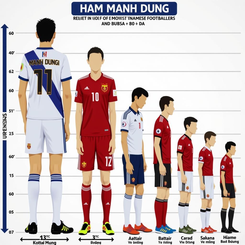 Nham Manh Dung's Height Compared to Other Vietnamese Footballers