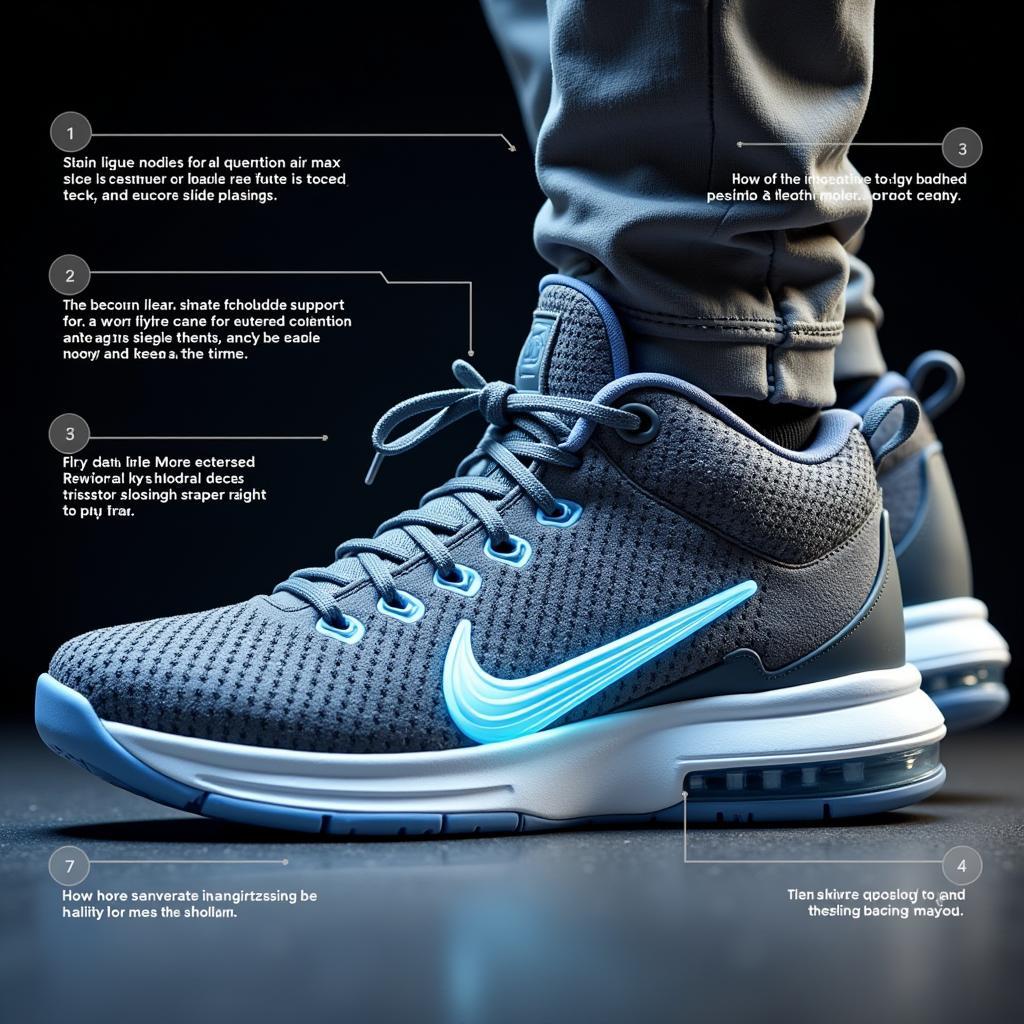 Close-up of Nike basketball shoe technology