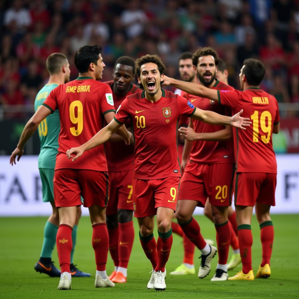 Nuno Gomes representing Portugal in an international match