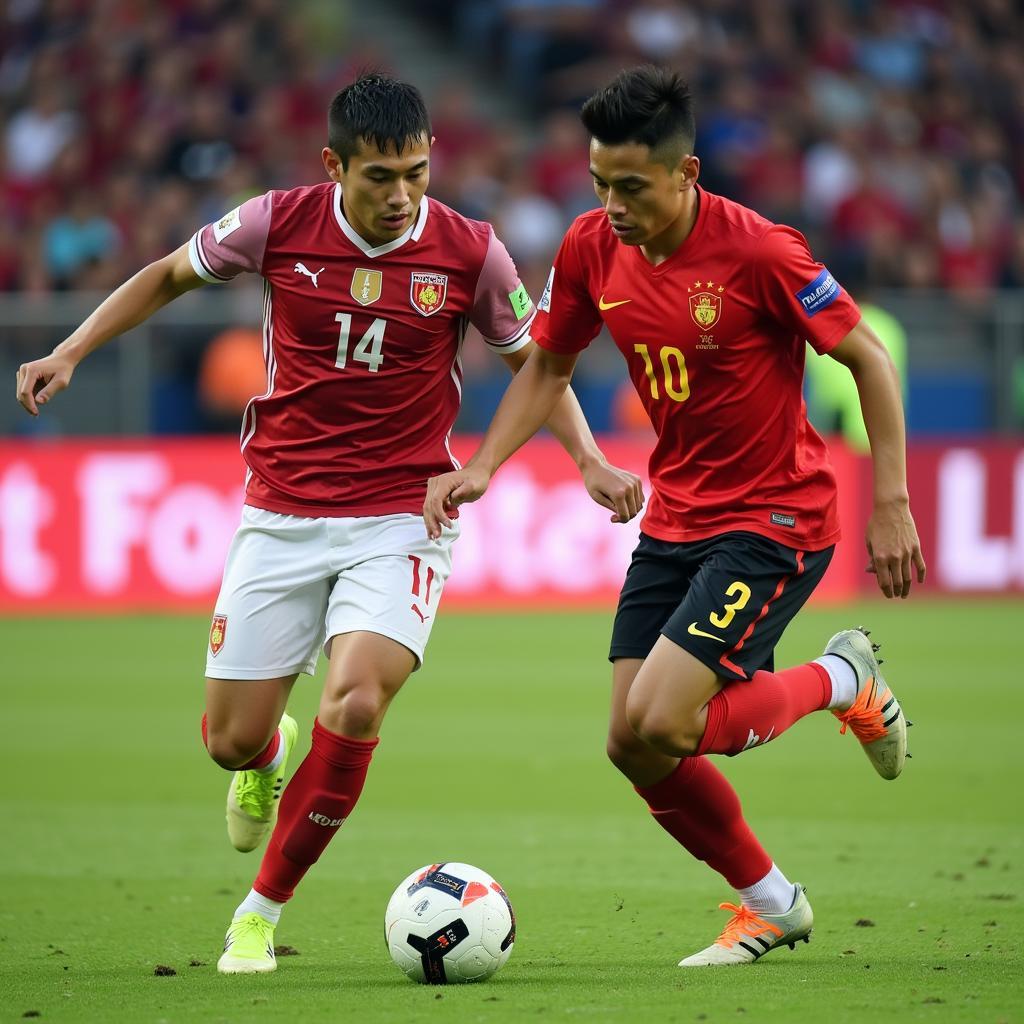 Overseas Vietnamese Football Player in Action During a Match