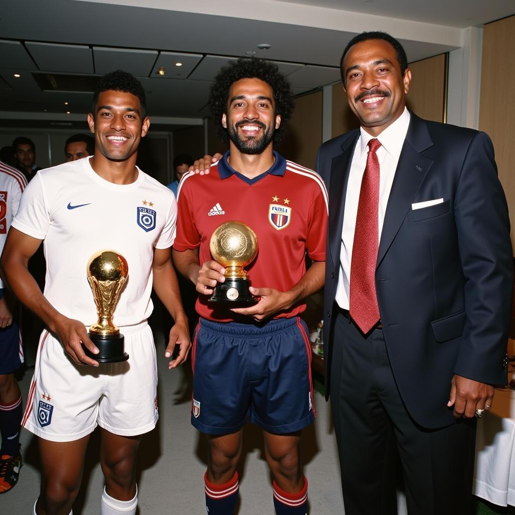 Pele with Maradona and Platini