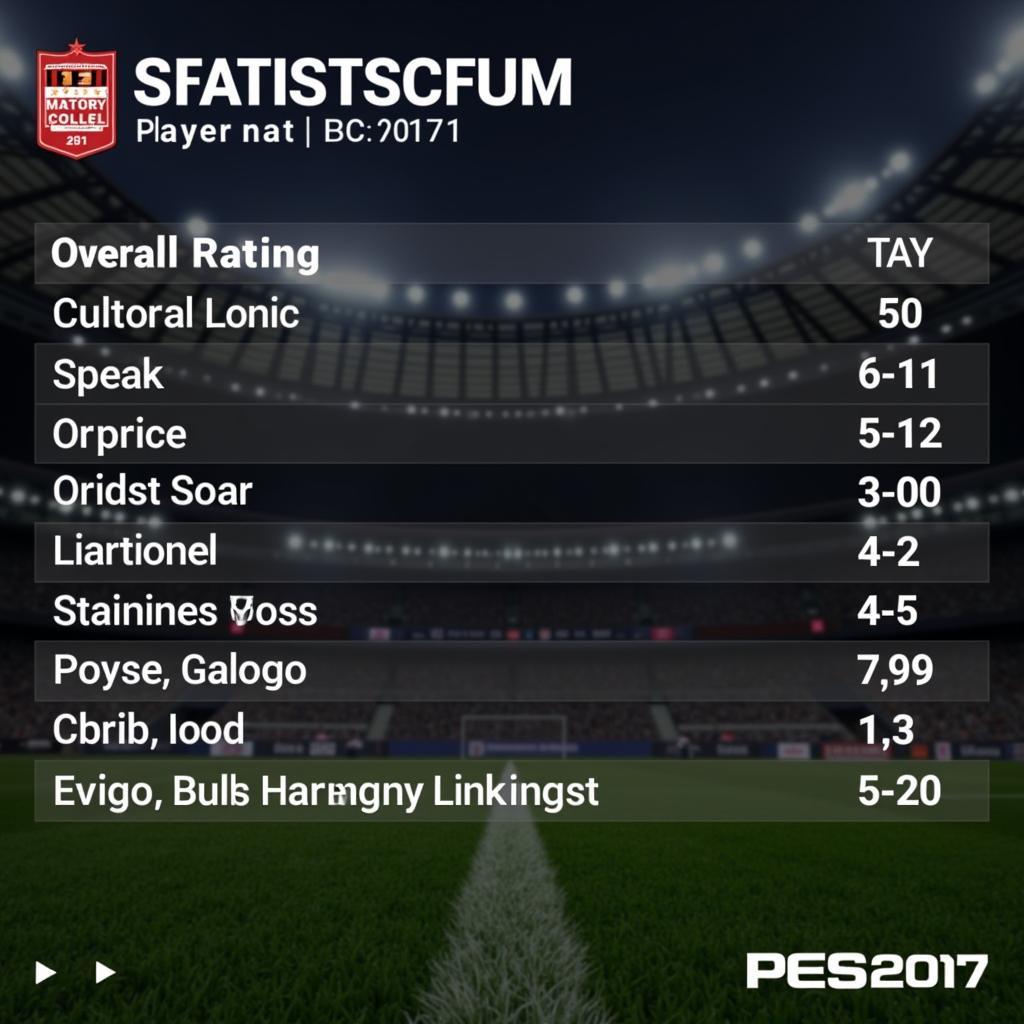 PES 2017 Player Stats Overview Screen