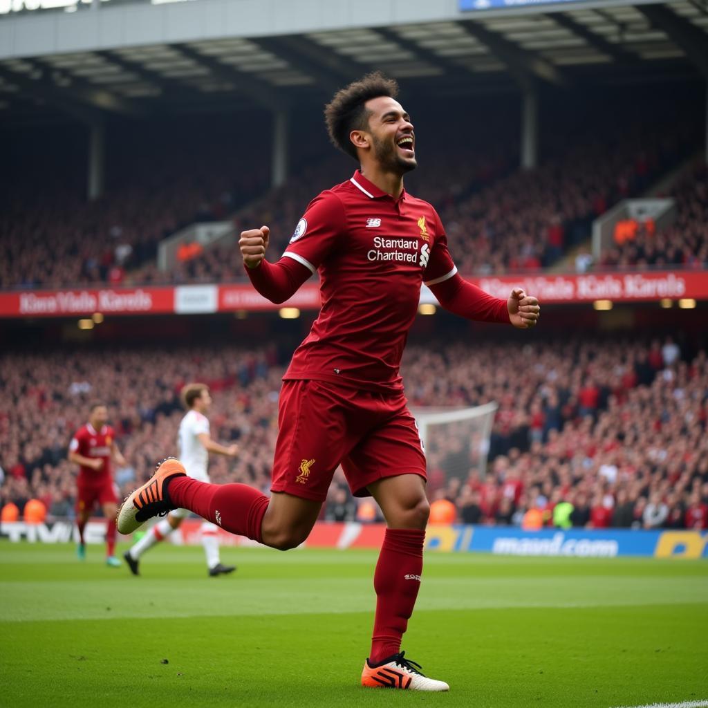 Philippe Coutinho celebrating a goal for Liverpool