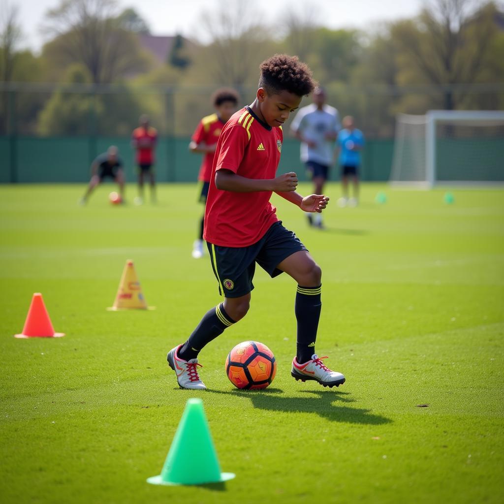 Player 23 practicing various training drills