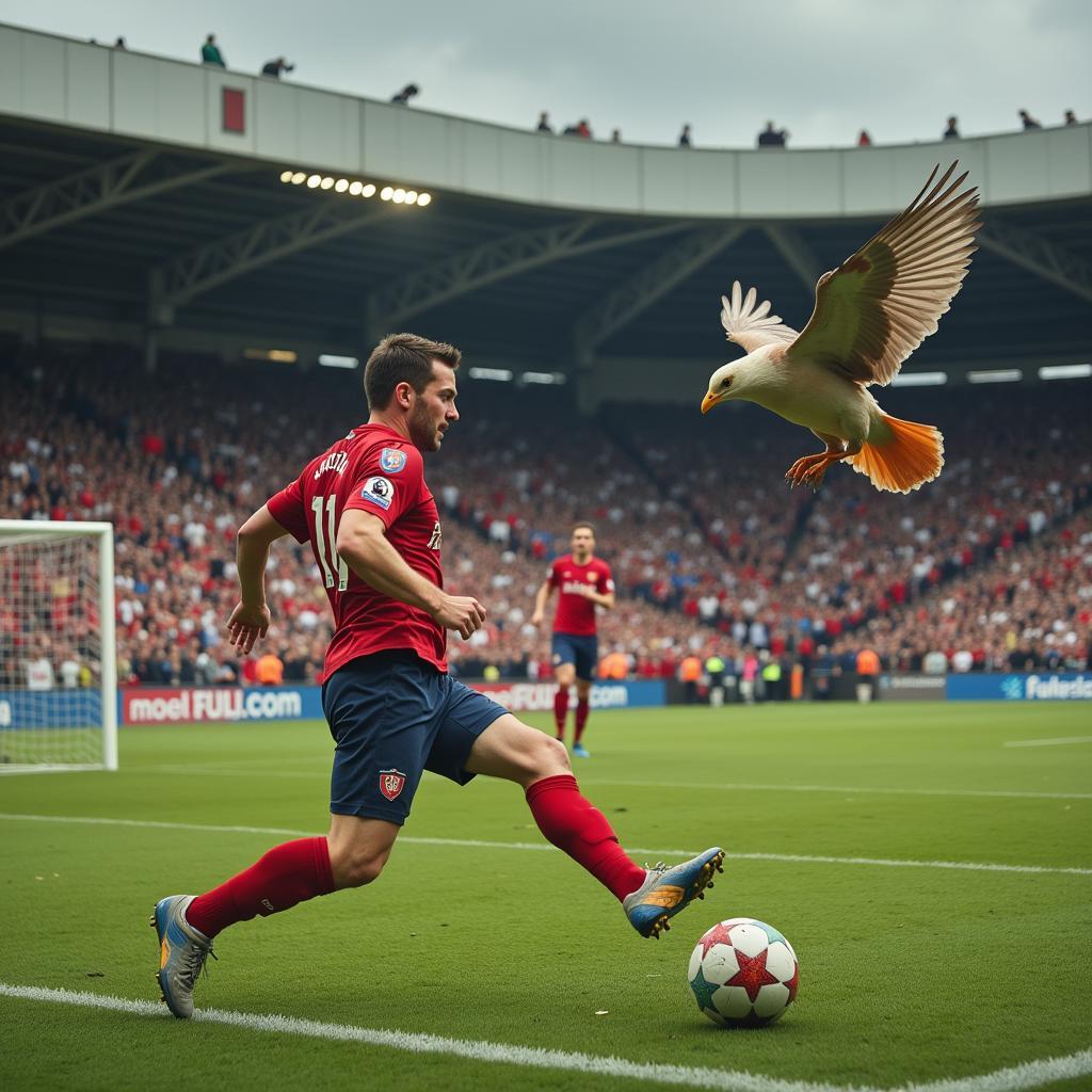 Hypothetical Scenario: A Football Player Attempts to Score a Goal Using a Bird