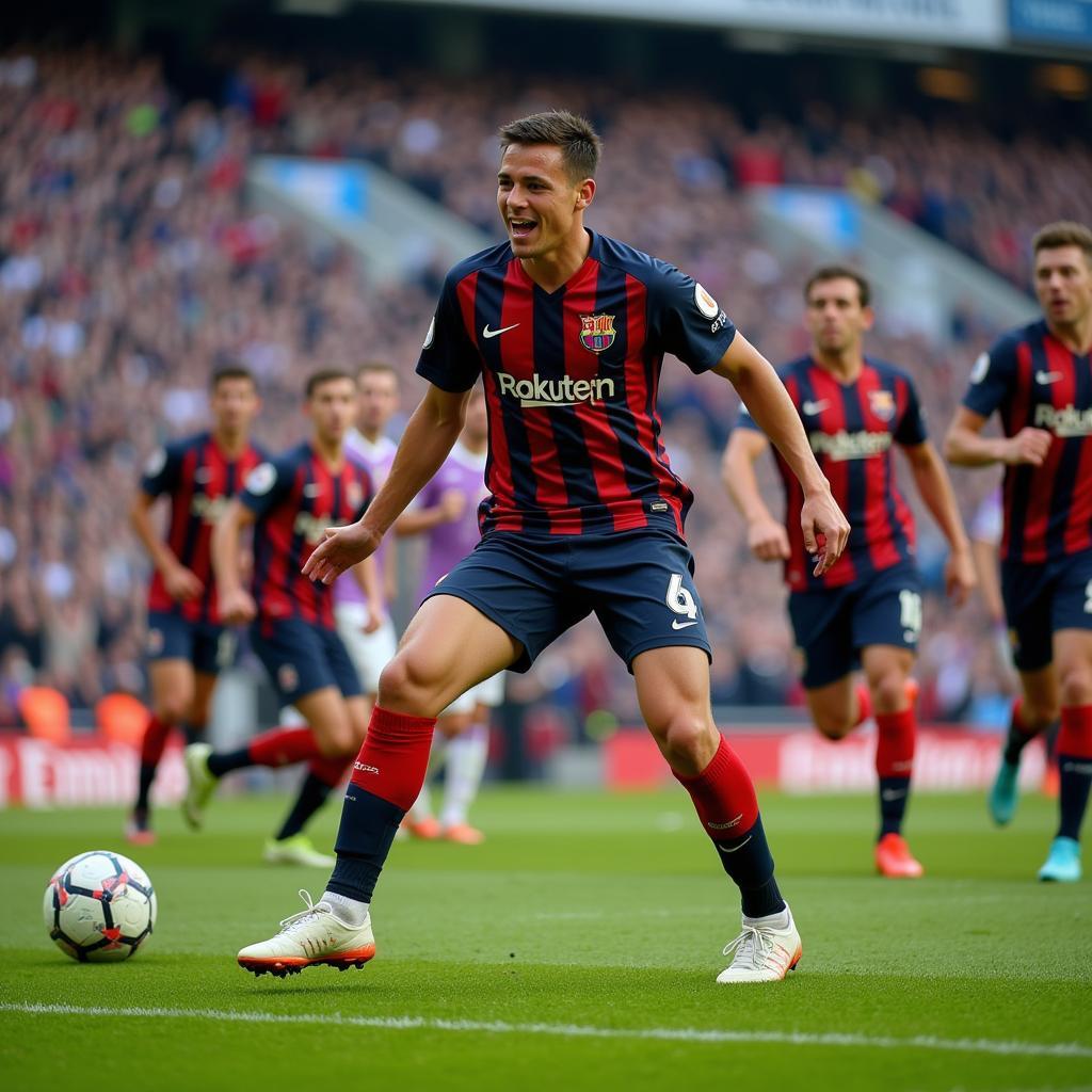 A young player celebrates his debut goal with teammates