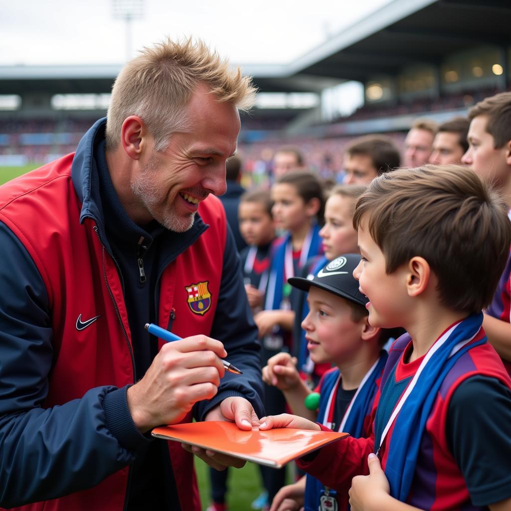 Erling Haaland interacting with young fans