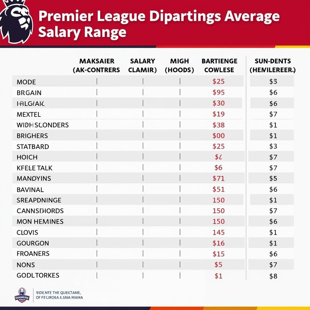 Premier League Salary Structure by Position