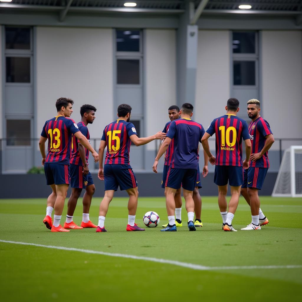 Qatari Youth Players Training Alongside Former Barcelona Stars