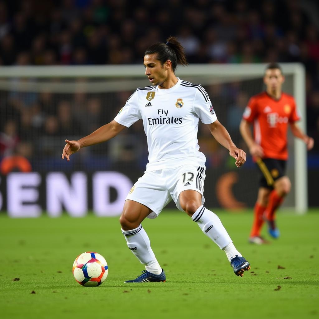 Raphael Varane playing for Real Madrid in 2013