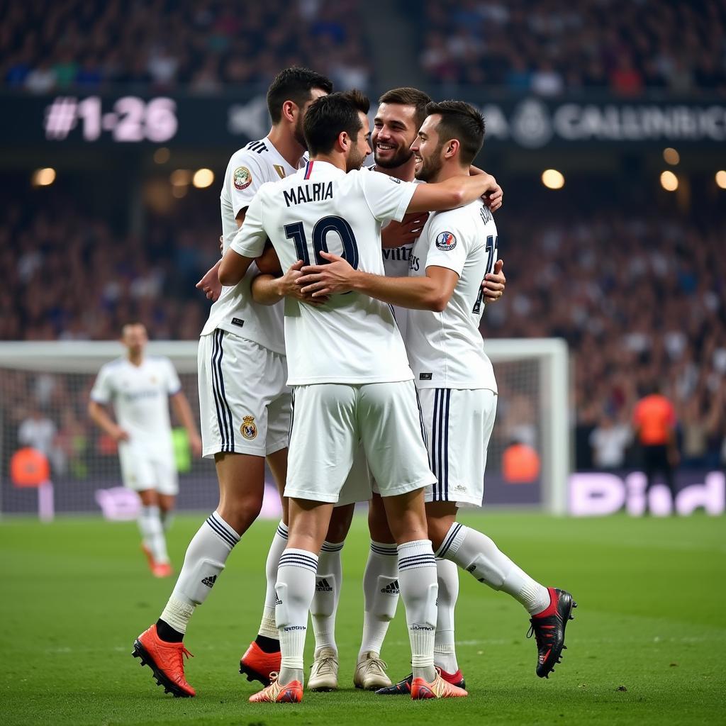 Real Madrid Players Celebrating a Goal