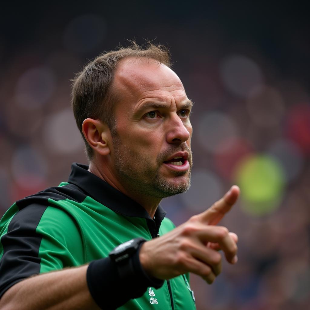 Referee Simon Hooper making a decision during a match