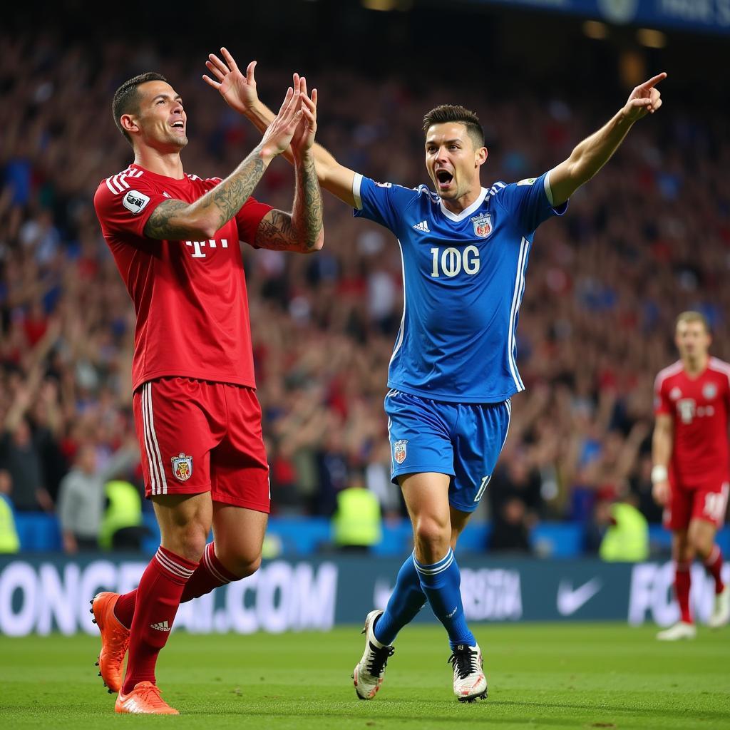 Ronaldo and Haaland Celebrating Goals