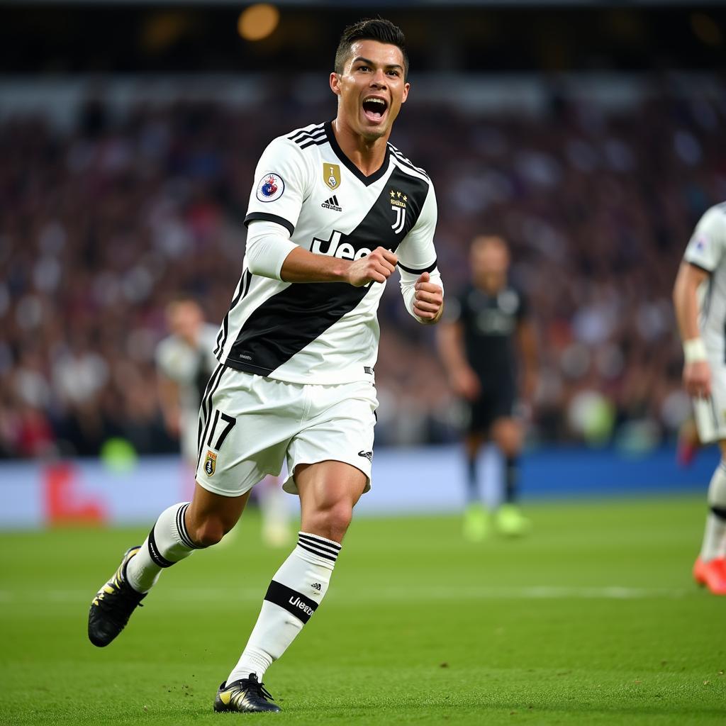 Cristiano Ronaldo celebrating a goal for Juventus in 2019