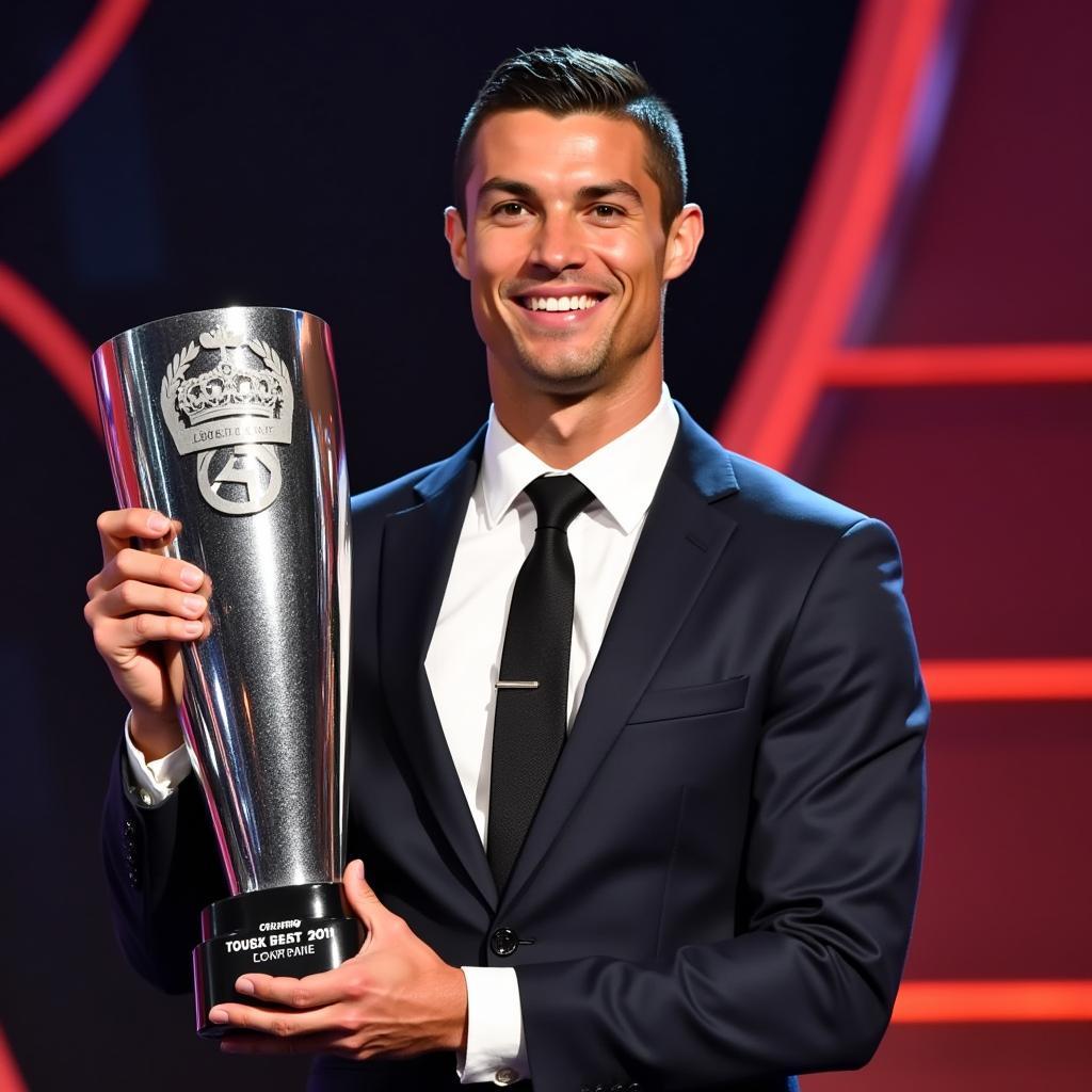 Cristiano Ronaldo receiving La Liga Best Player 2016 Award