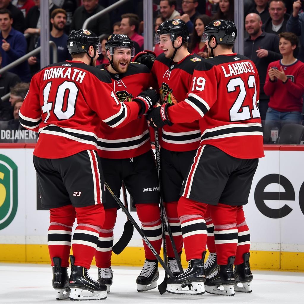 Ronnachat celebrating a goal with teammates, showcasing his passion and team spirit.