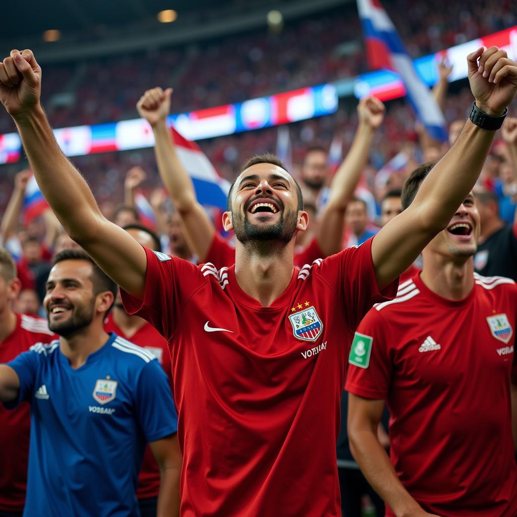 Russian Fans Celebrate the First Goal of the World Cup 2018