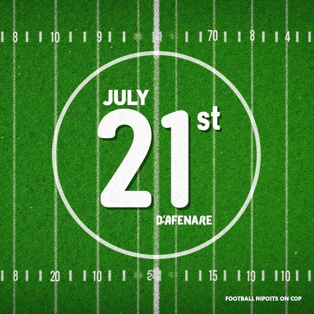 Shared Birthday in Football: A symbolic image representing the shared birthday connection between football players, featuring a football pitch with the date July 21st highlighted in the center.