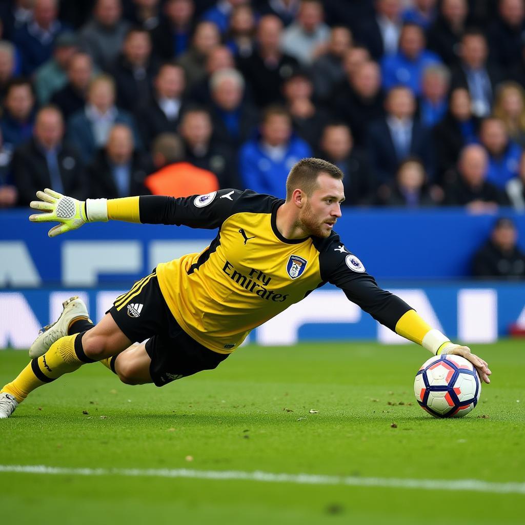 Sheffield Wednesday F.C. goalkeeper makes a spectacular save