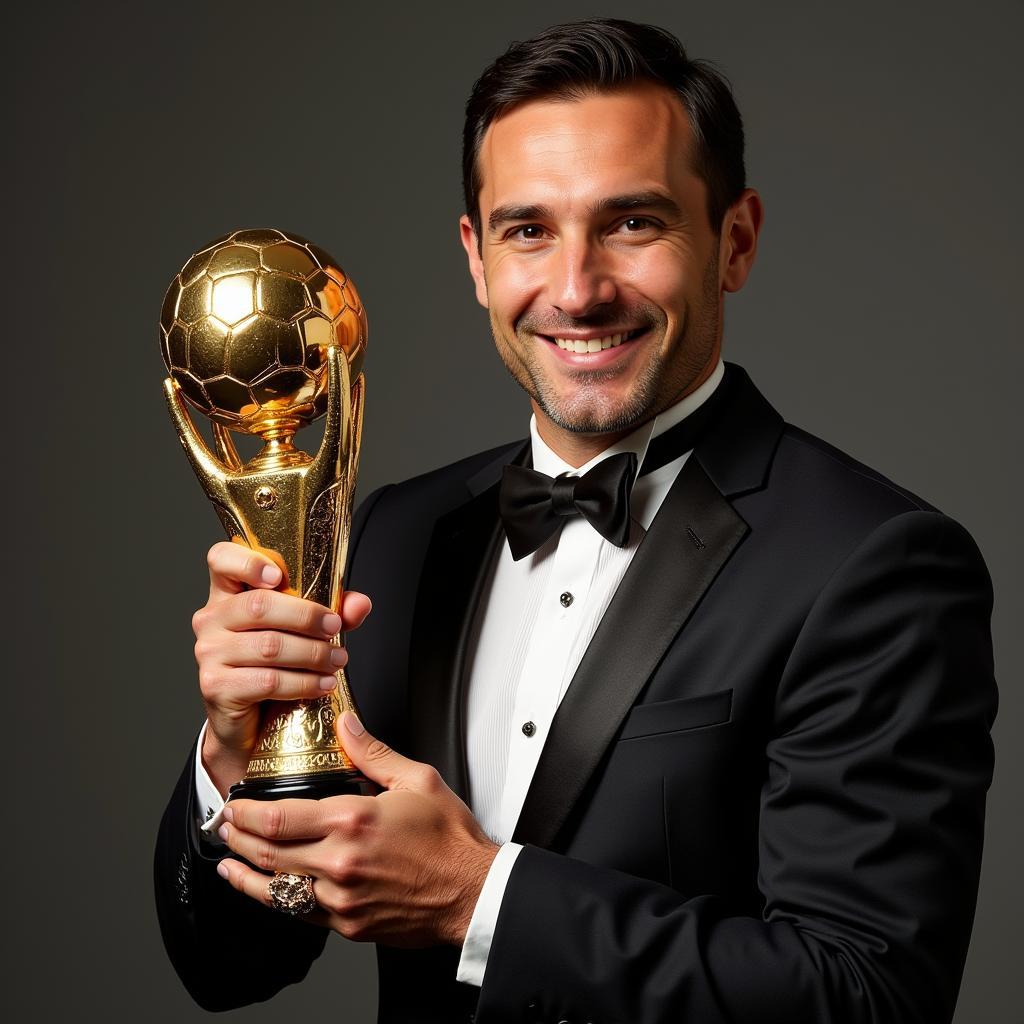 Shevchenko Holding the Ballon d'Or Trophy