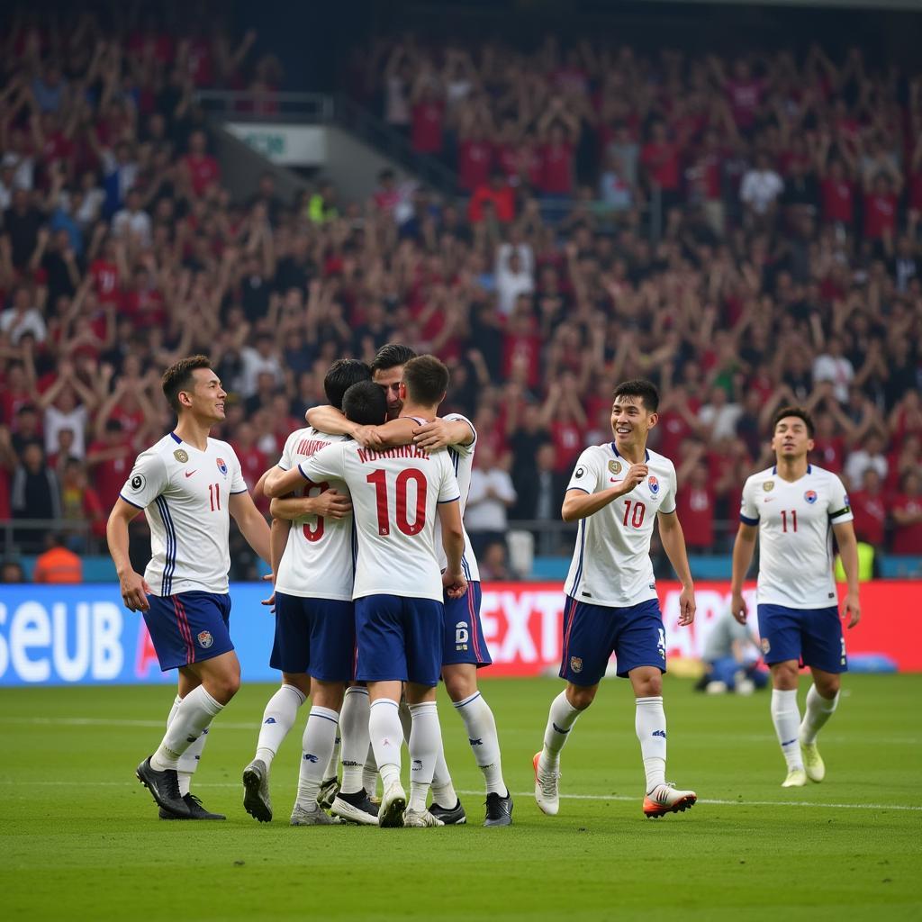 South Korean National Football Team celebrating a goal