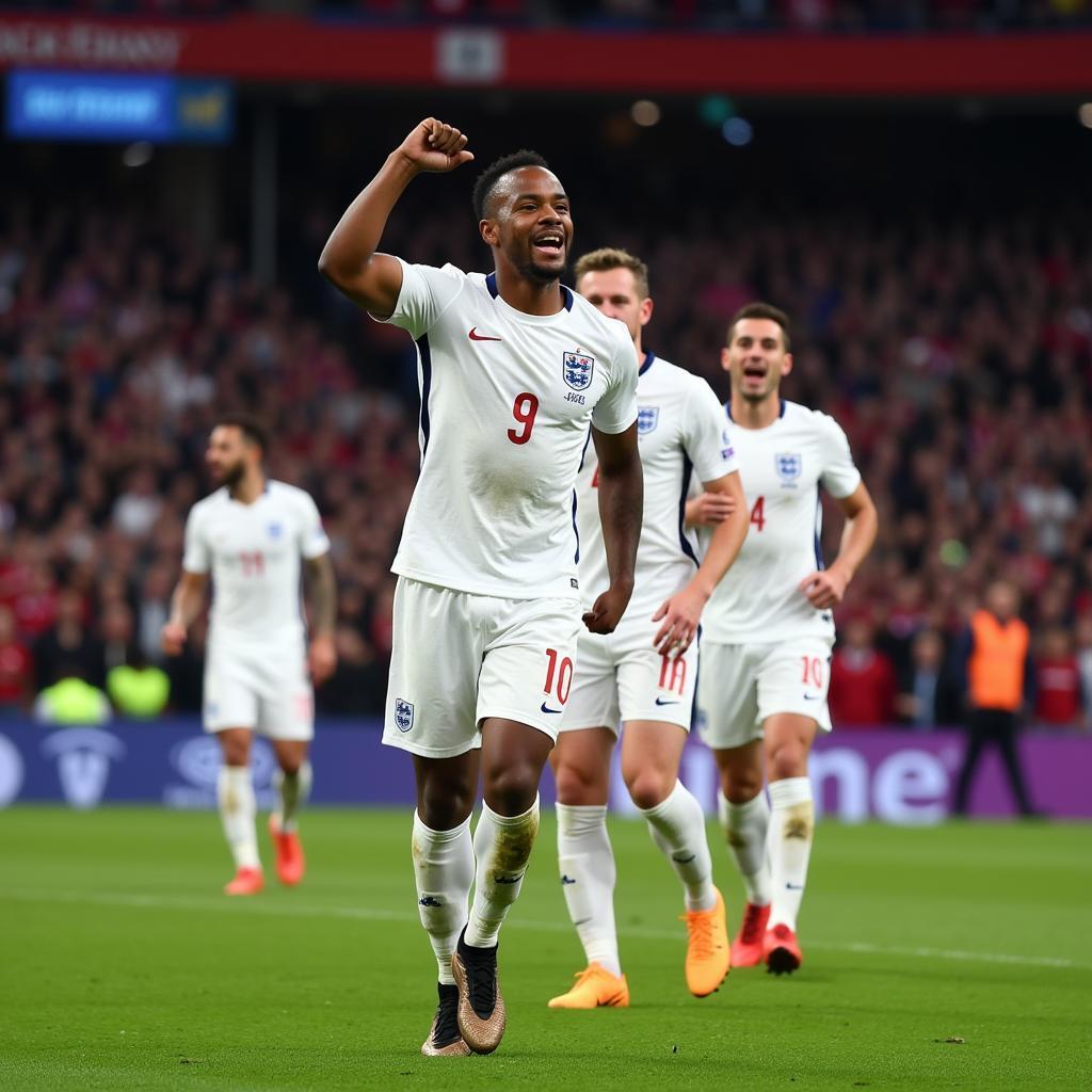 Sterling Celebrates Goal in Euro 2020