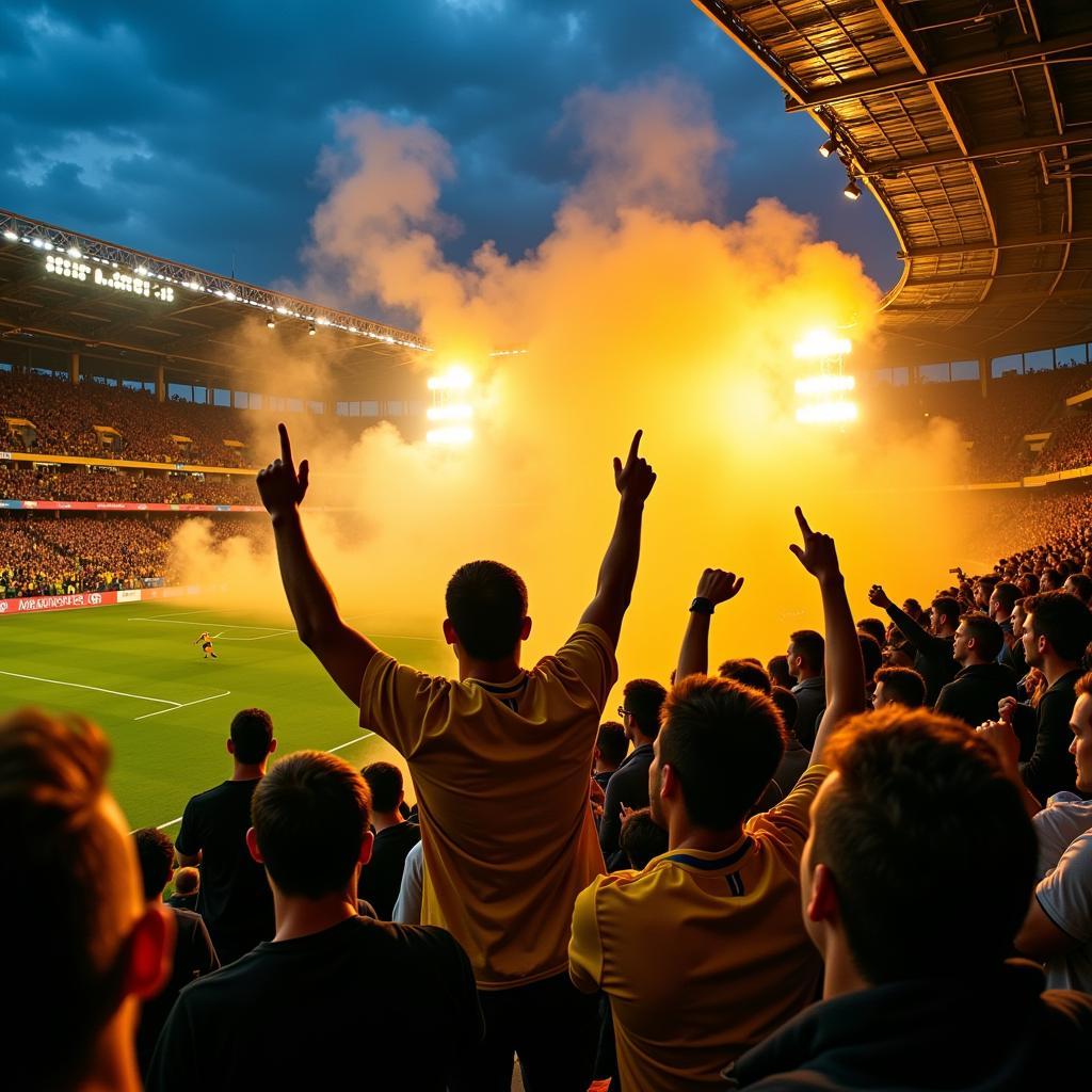 Swedish football fans cheering on their national team