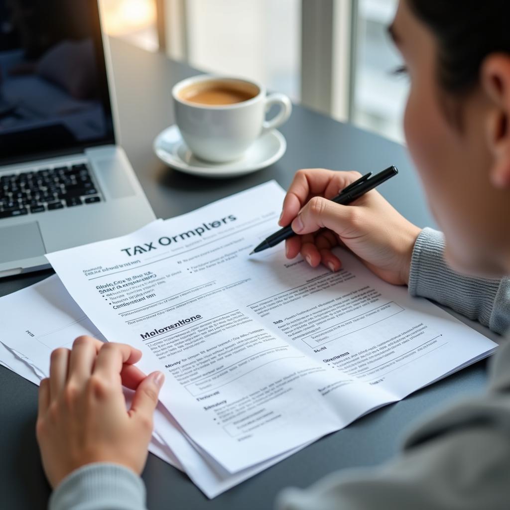 Image of a person completing tax forms online