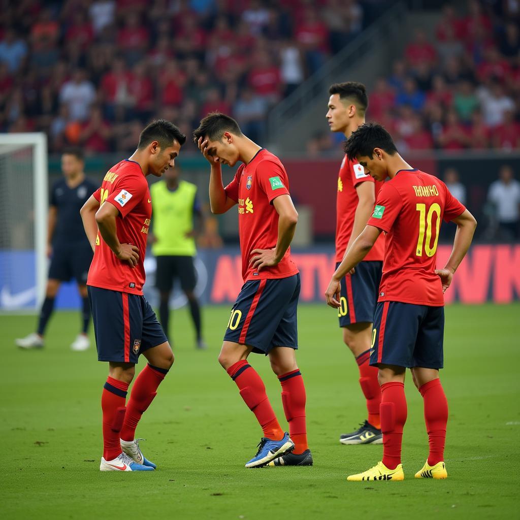 Thanh Hoa players showing disappointment after the loss against Viettel